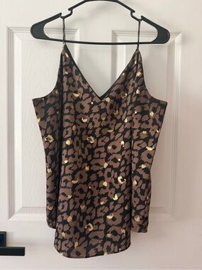 Express Brown Leopard Print Cami with Gold Accents
